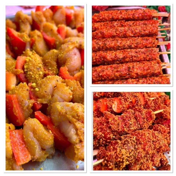 Homemade meat kebabs: Swipe To View More Images